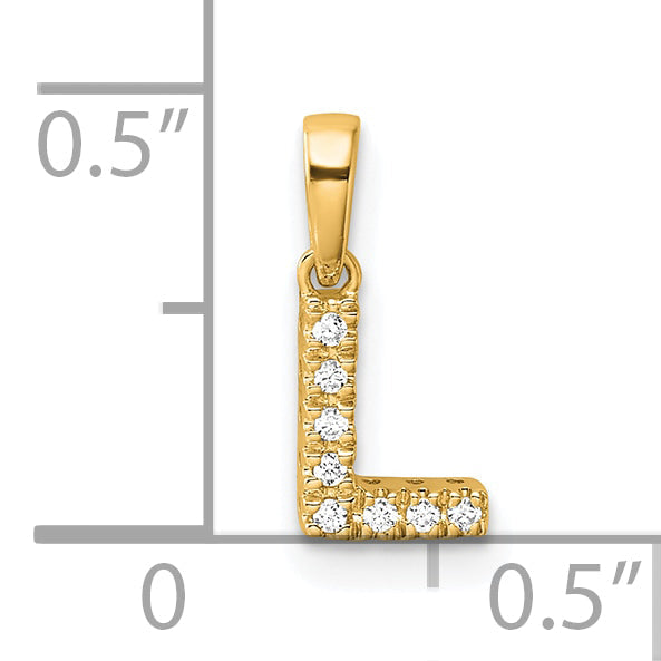 14K  Diamond Letter L Initial with Bail Pendant