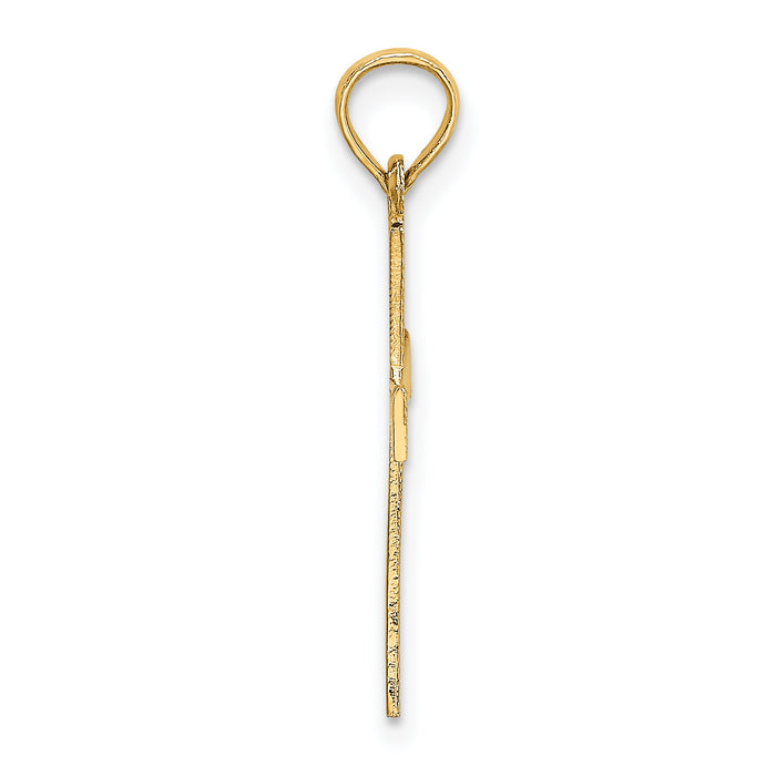 14K Engraved Cross W/Flared Tips Charm