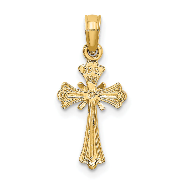 14K Engraved Small Cross w/ X  Center Charm