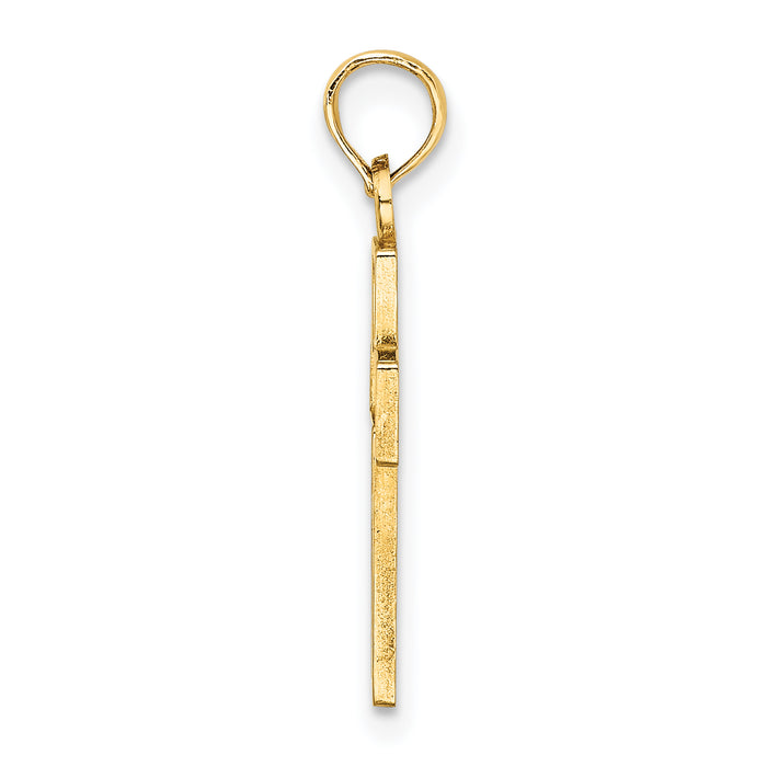 14K Flower In Cross Charm