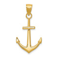 14K Gold Polished Anchor Pendant
