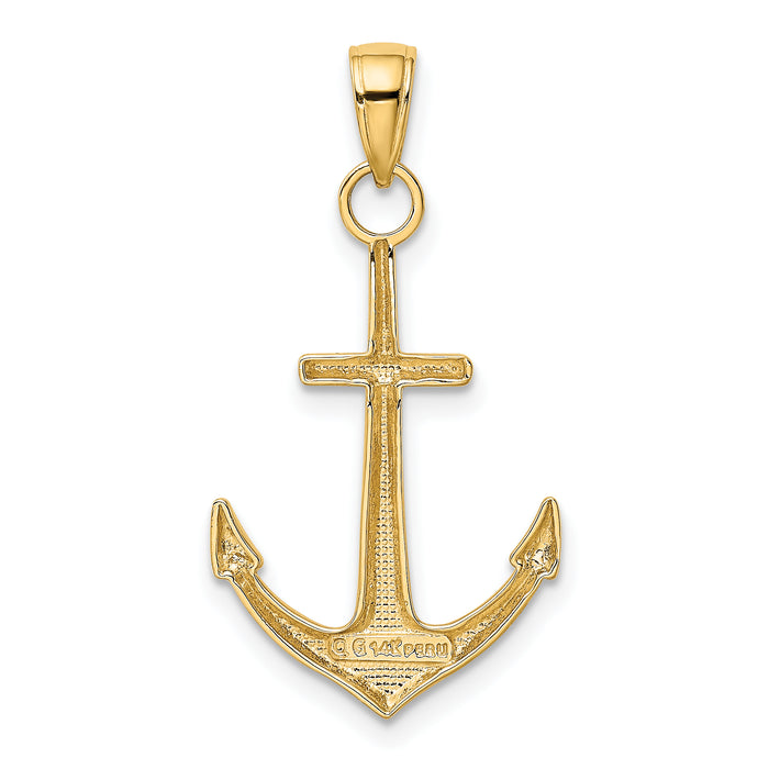 14K Gold Polished Anchor Pendant