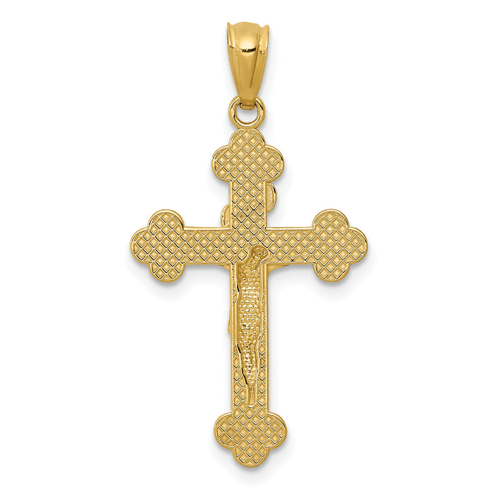 14k Gold Polished INRI Medium Crucifix Pendant