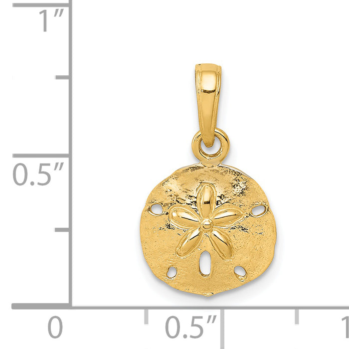 14K Gold Polished Sand Dollar Pendant