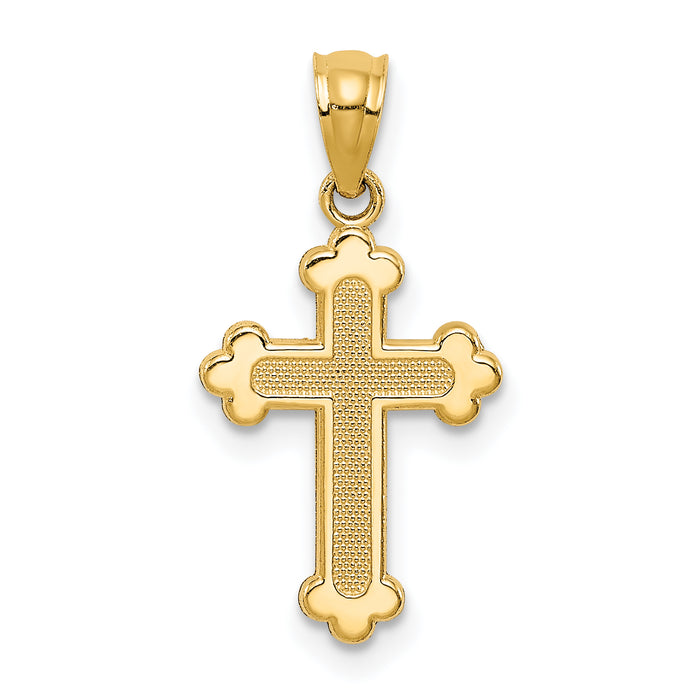 14k Gold Polished Small Budded Cross