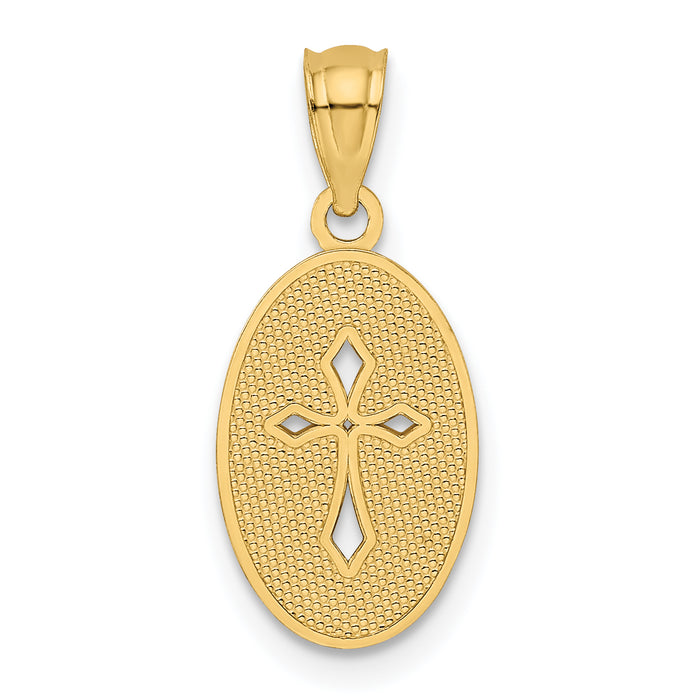 14k Gold Polished Small Cross Medal Pendant
