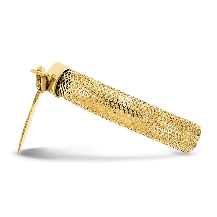 14K Gold Woven Mesh Stretch Polished Heart Charm Ring