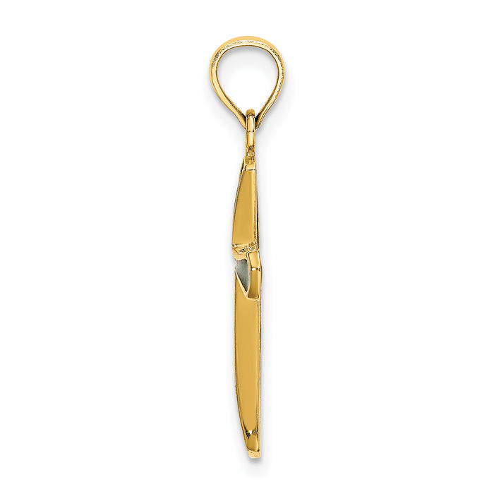 14K Green Enameled Tapered Cross Charm