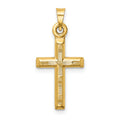 14k Hollow Diamond-cut Cross Pendant