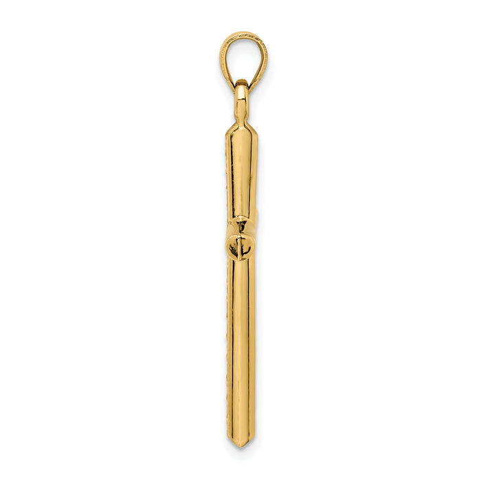 14k Hollow Diamond-cut Cross Pendant