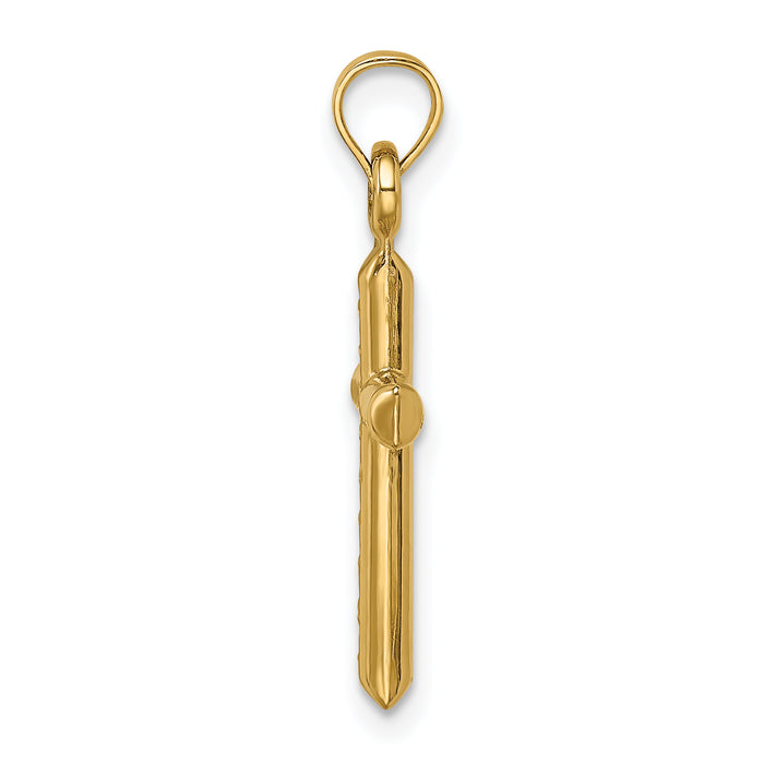 14k Hollow Diamond-cut Cross Pendant