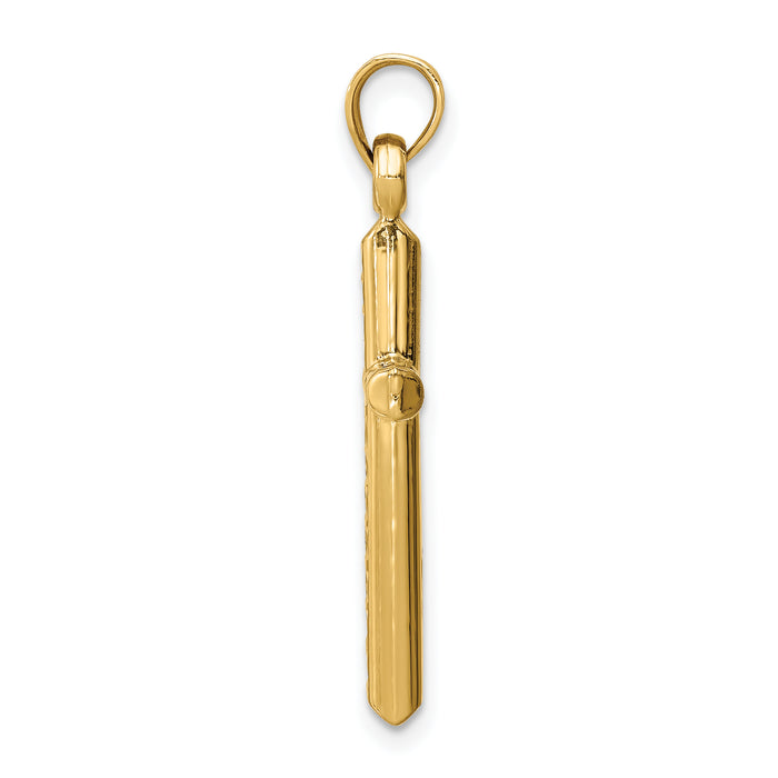14k Hollow Diamond-cut Cross Pendant