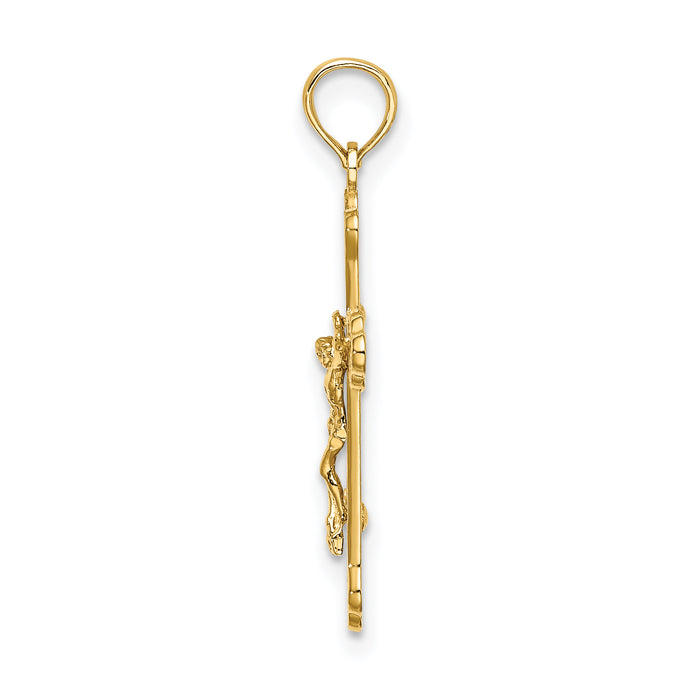 14K Inri Crucifix W/ Scroll Tips Charm