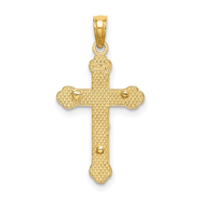14K Inri Crucifix W/ Scroll Tips Charm