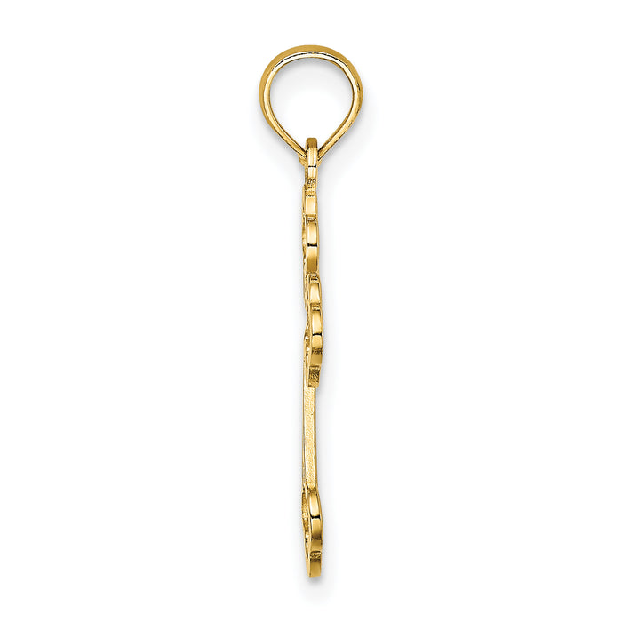 14K Lace Center Budded Cross Charm