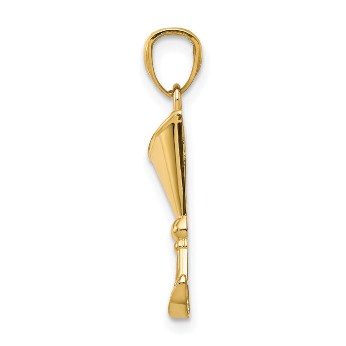 14k Martini Glass with Green CZ Olive Pendant