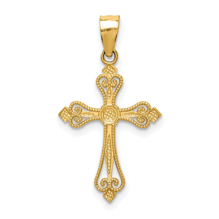 14k Mini Budded Cross Pendant