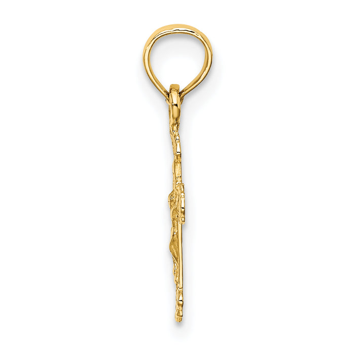 14K Mini Crucifix W/ Fancy Tips Charm