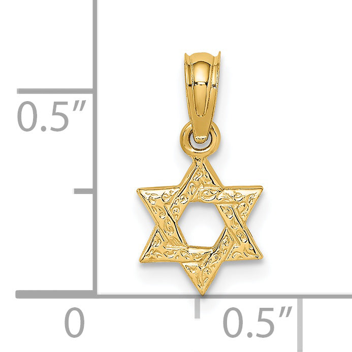 14K Mini Star Of David w/ Engraved Swirl Charm