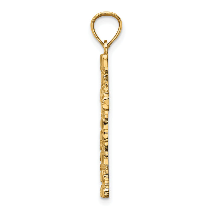 14K Nugget Cross Pendant
