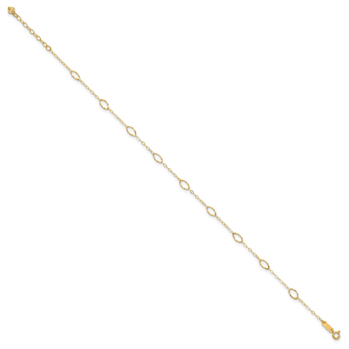 14k Oval Shapes 9in Plus 1in ext Anklet