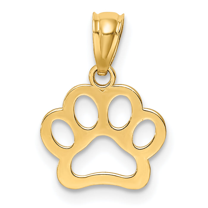 14K Paw Print Pendant
