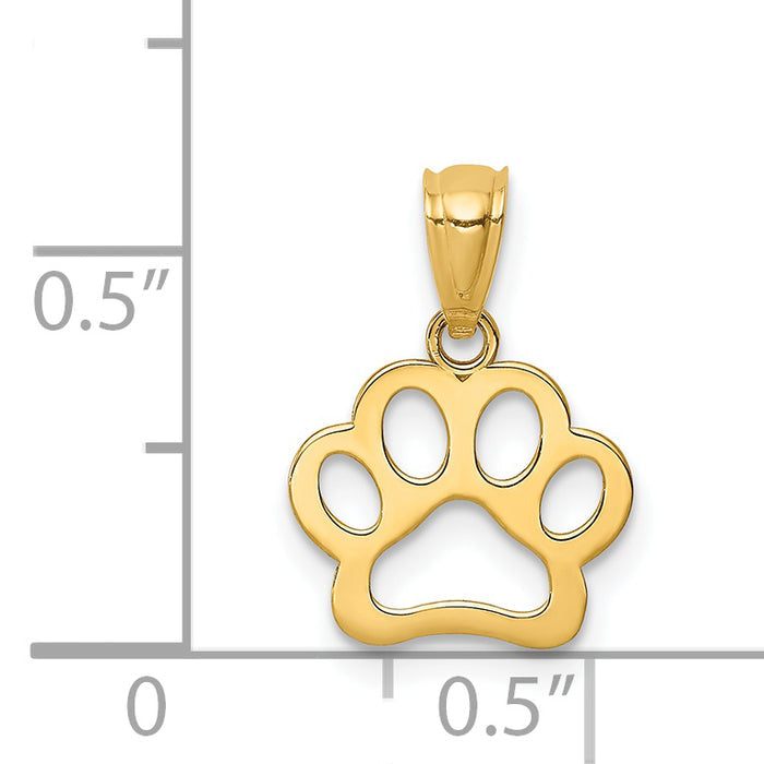 14K Paw Print Pendant