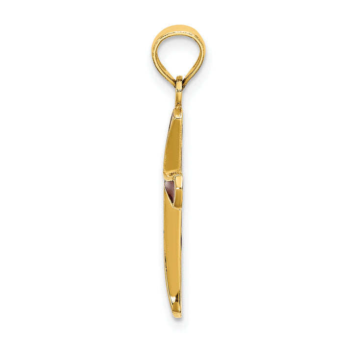14K Pink Enameled Tapered Cross Charm