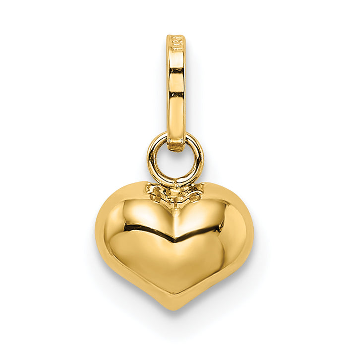 14K Polished 3-D Puffed Heart Charm