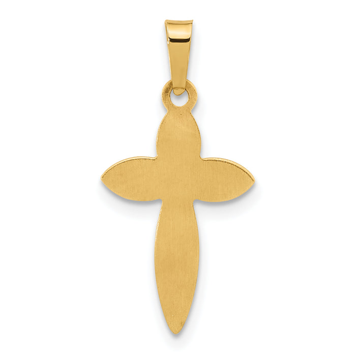 14k Polished and Beaded Hollow Edge Passion Cross Pendant