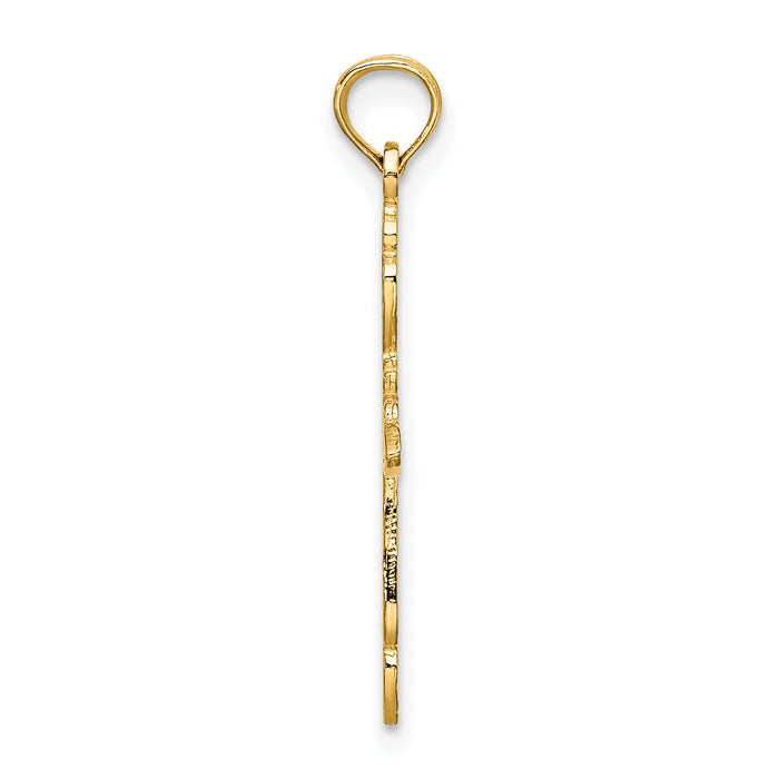 14K Polished and Cut-Out Cross Charm