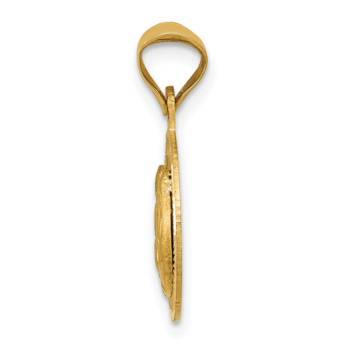 14k Polished and D/C Baptism Circle Pendant