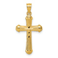 14k Polished and D/C Grooved Cross Pendant