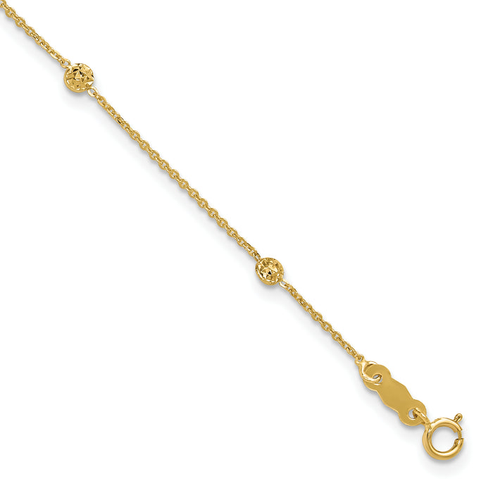 14K Polished and Diamond-cut Tiny Puffed Circles 6-Station Bracelet