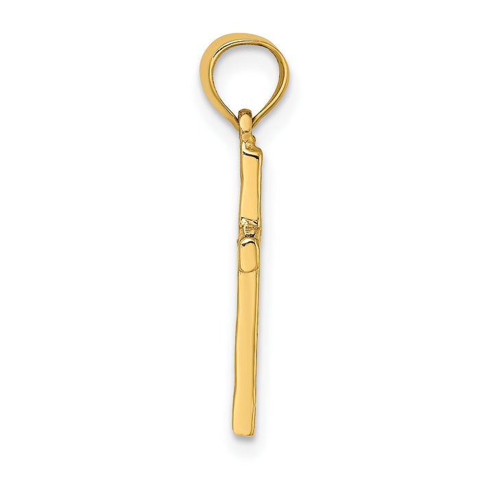 14K Polished and Engraved Cross W/ Heart Center Charm
