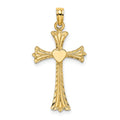 14K Polished and Engraved Cross W/ Heart Charm