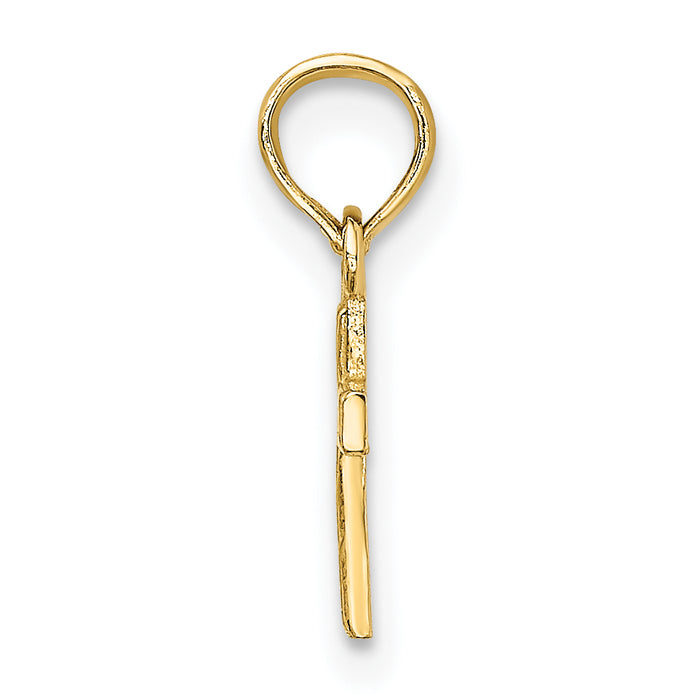 14K Polished and Engraved Mini Cross Charm