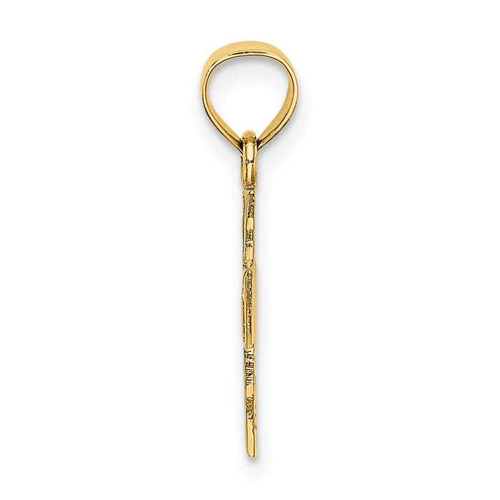 14K Polished and Textured Cross Charm