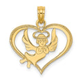 14K Polished Angel In Heart Charm