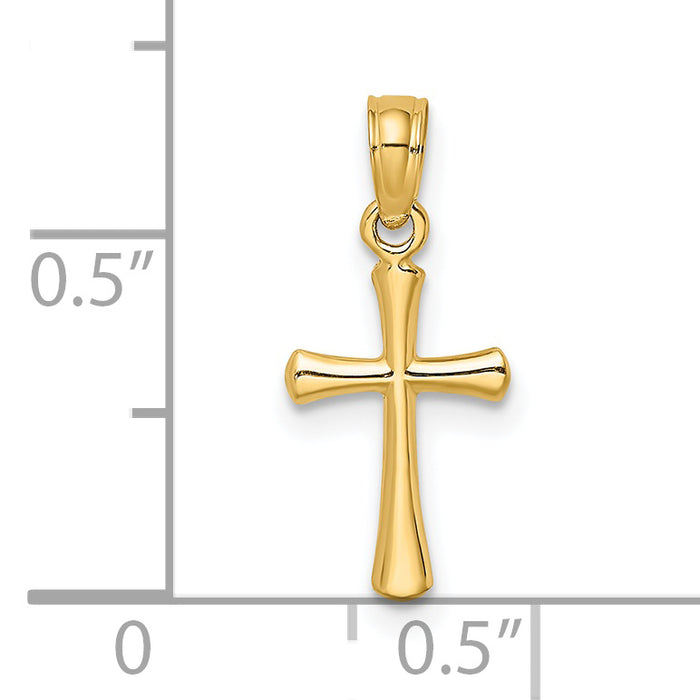 14K Polished Beveled Cross w/ Round tips Charm