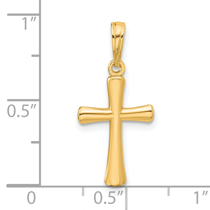 14K Polished Beveled Cross w/ Round Tips Charm