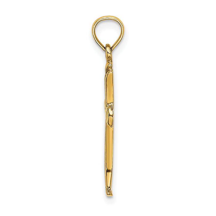 14K Polished Beveled Cut-out Cross Pendant