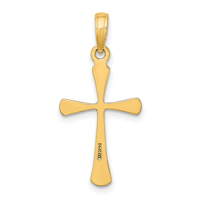 14K Polished Beveled Tip Cross Charm