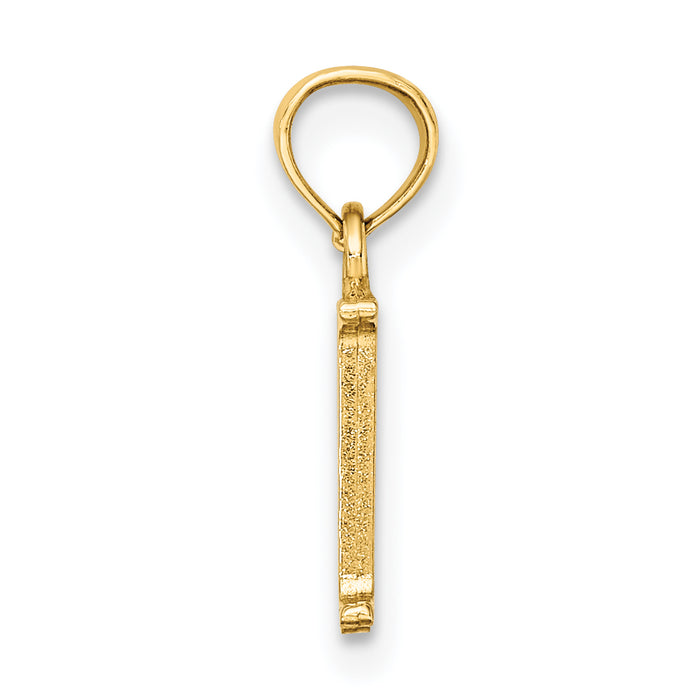 14K Polished Block Letter M Initial Pendant