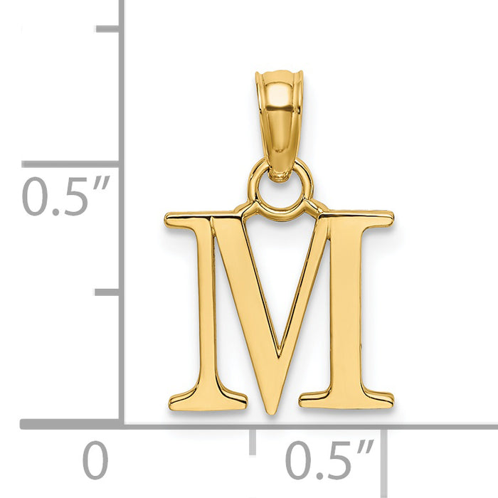 14K Polished Block Letter M Initial Pendant