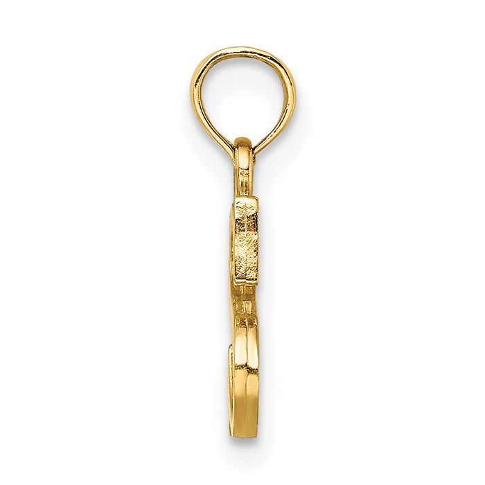 14K Polished Block Letter S Initial Pendant
