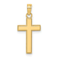14K Polished Block Style Beaded Edge Cross Charm
