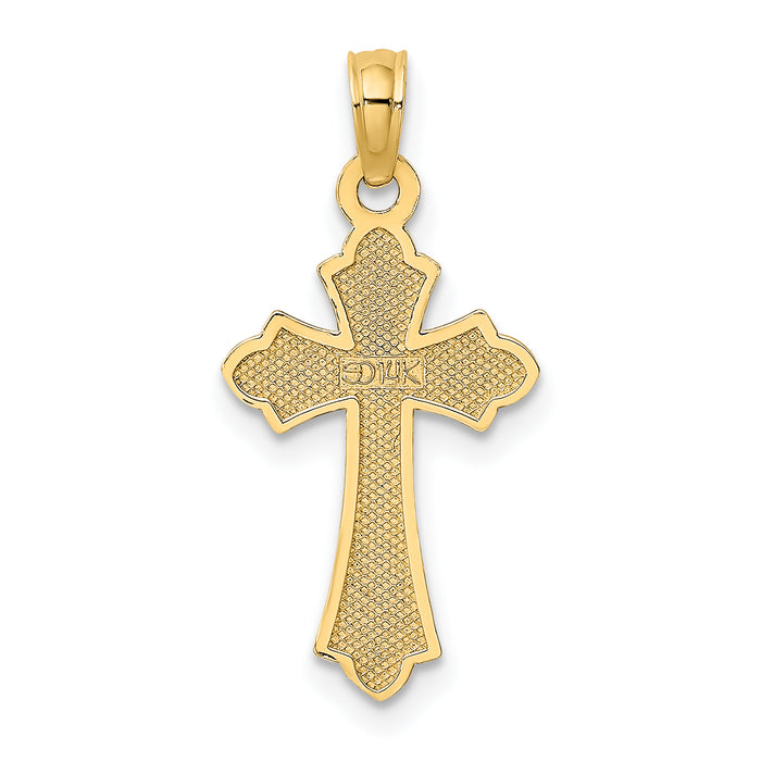 14K Polished Cross w/ Heart Charm