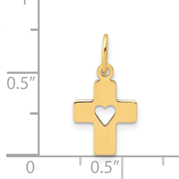 14k Polished Cross with Heart Pendant