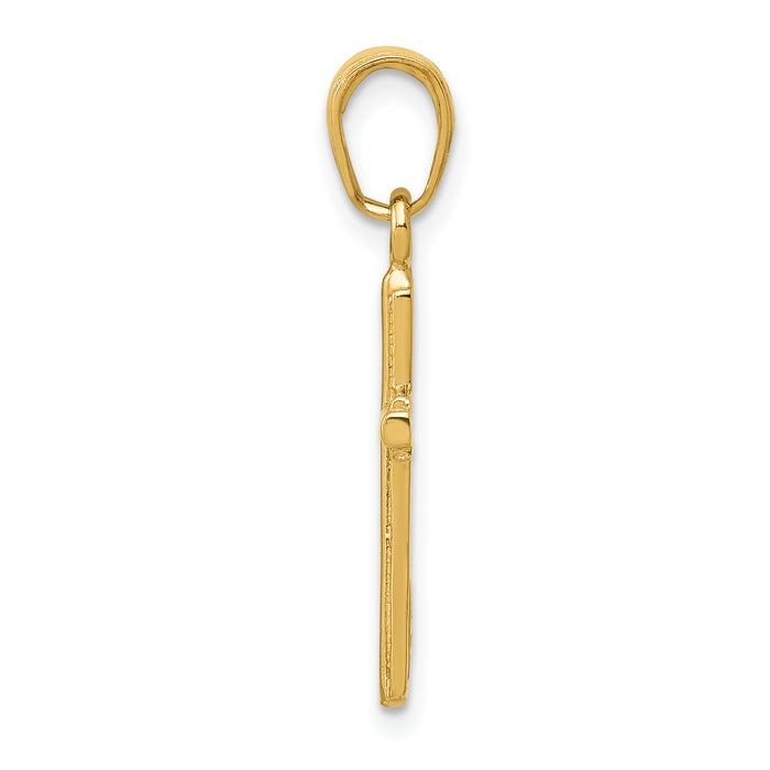 14K Polished Cross With Striped Border Pendant